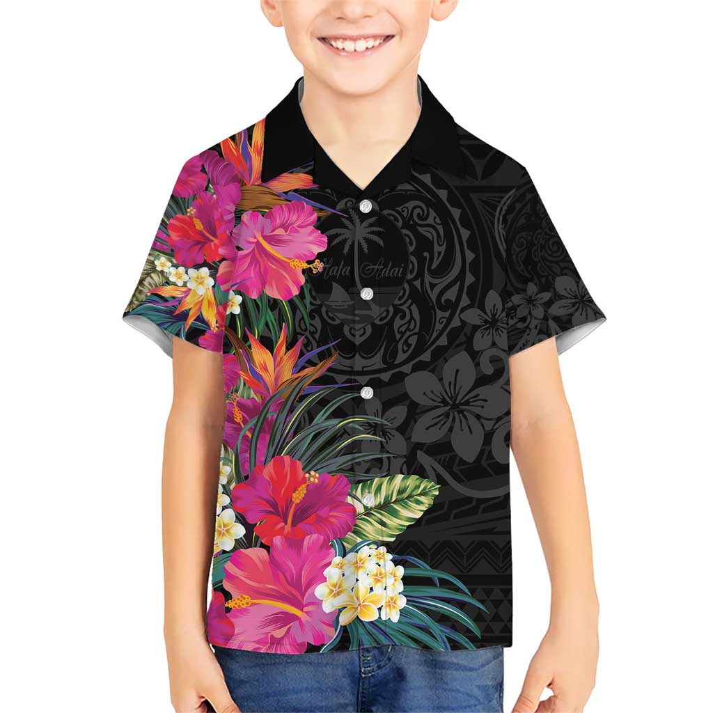 Hafa Adai Guam Kid Hawaiian Shirt Tropical Flowers Colorful Vibes