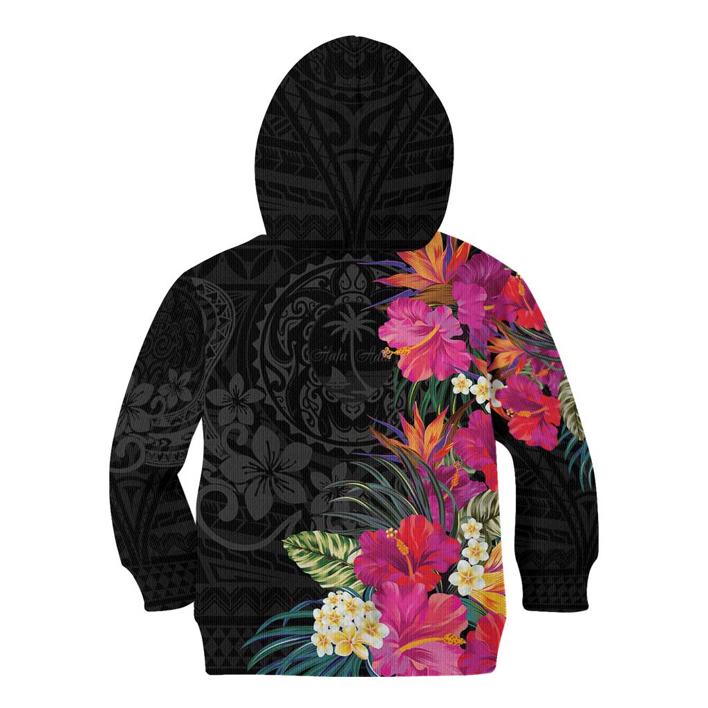 Hafa Adai Guam Kid Hoodie Tropical Flowers Colorful Vibes