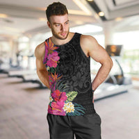 Hafa Adai Guam Men Tank Top Tropical Flowers Colorful Vibes LT9 Black - Polynesian Pride