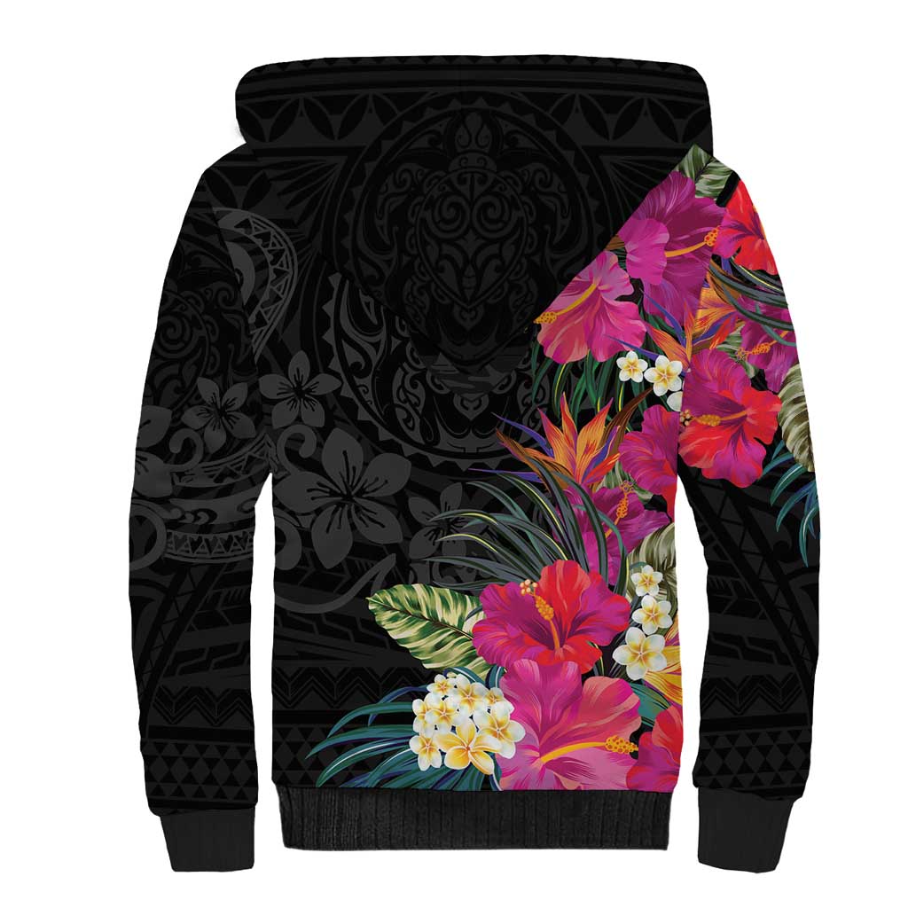 Hafa Adai Guam Sherpa Hoodie Tropical Flowers Colorful Vibes LT9 - Polynesian Pride