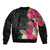 Hafa Adai Guam Sleeve Zip Bomber Jacket Tropical Flowers Colorful Vibes