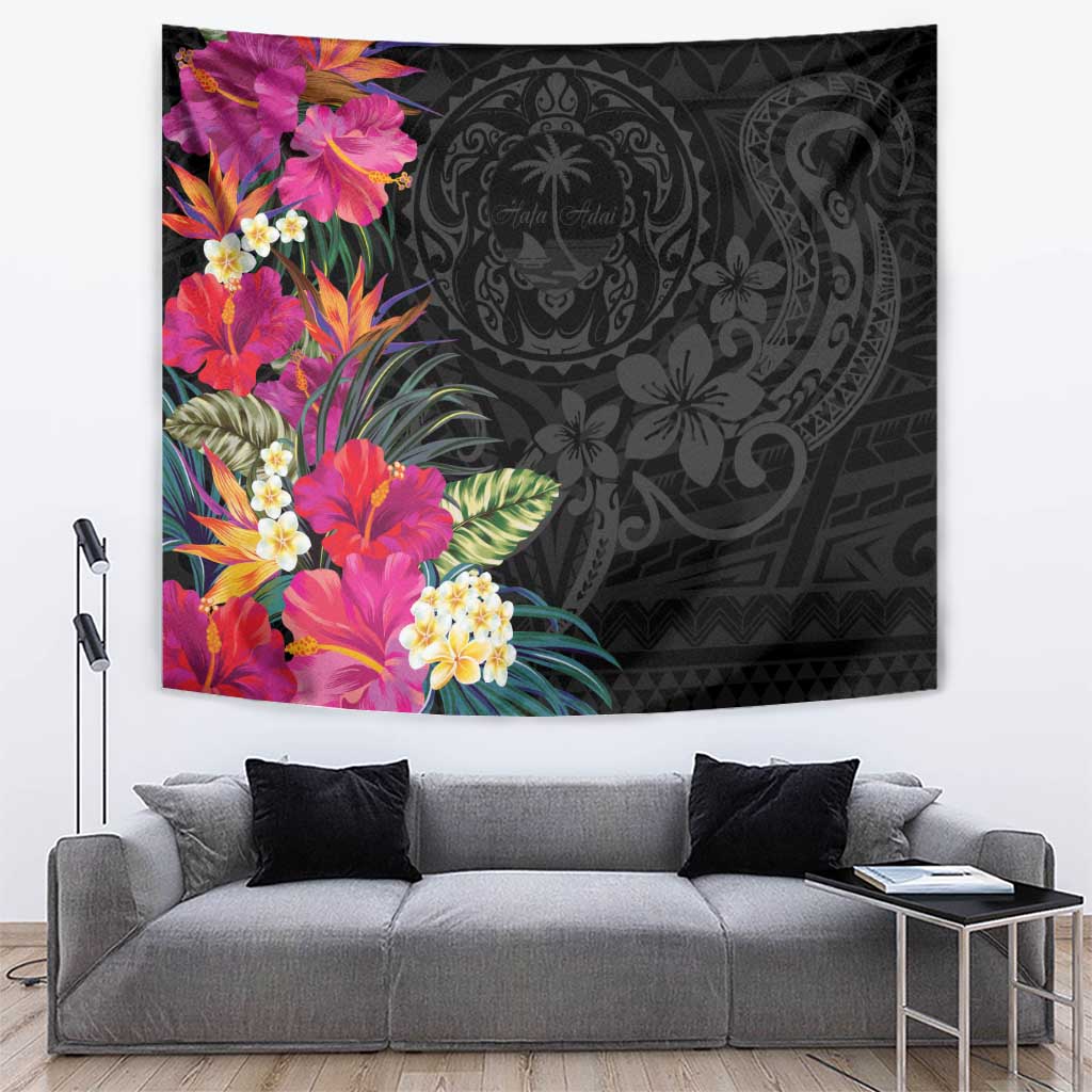 Hafa Adai Guam Tapestry Tropical Flowers Colorful Vibes