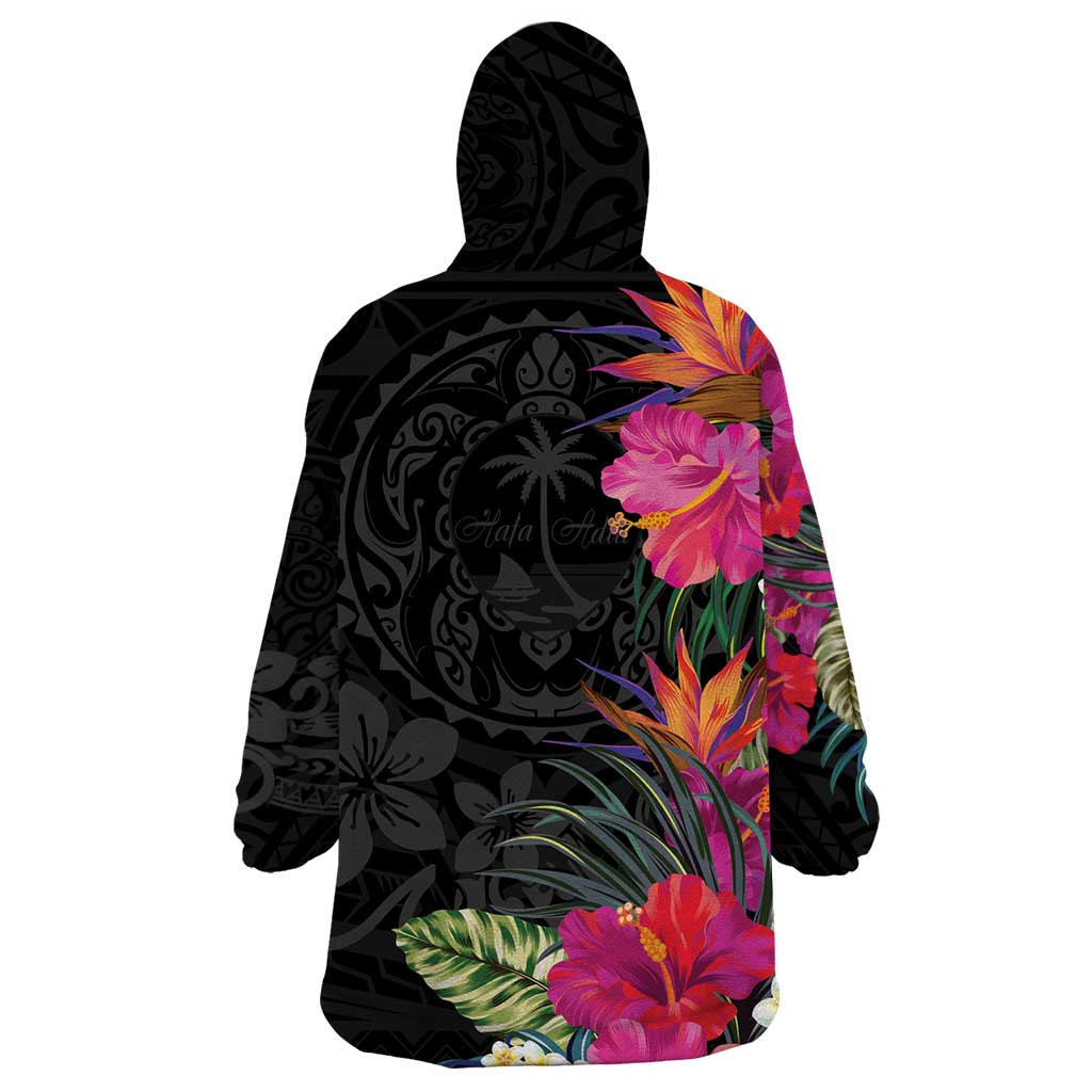 Hafa Adai Guam Wearable Blanket Hoodie Tropical Flowers Colorful Vibes LT9 - Polynesian Pride