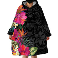 Hafa Adai Guam Wearable Blanket Hoodie Tropical Flowers Colorful Vibes LT9 - Polynesian Pride