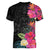 Hafa Adai Guam Women V-Neck T-Shirt Tropical Flowers Colorful Vibes