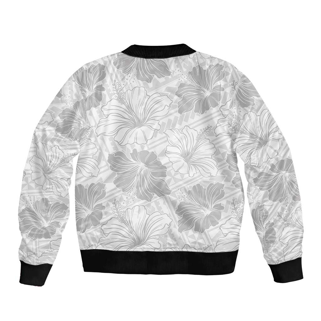 Samoa Lotu Tamaiti Bomber Jacket White Sun Day Beauty Hibiscus Ver01