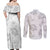 Samoa Lotu Tamaiti Couples Matching Off Shoulder Maxi Dress and Long Sleeve Button Shirt White Sun Day Beauty Hibiscus Ver01