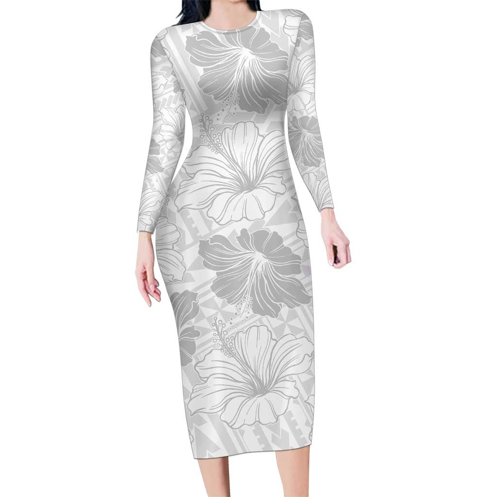 Samoa Lotu Tamaiti Family Matching Long Sleeve Bodycon Dress and Hawaiian Shirt White Sun Day Beauty Hibiscus Ver01