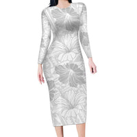Samoa Lotu Tamaiti Family Matching Long Sleeve Bodycon Dress and Hawaiian Shirt White Sun Day Beauty Hibiscus Ver01