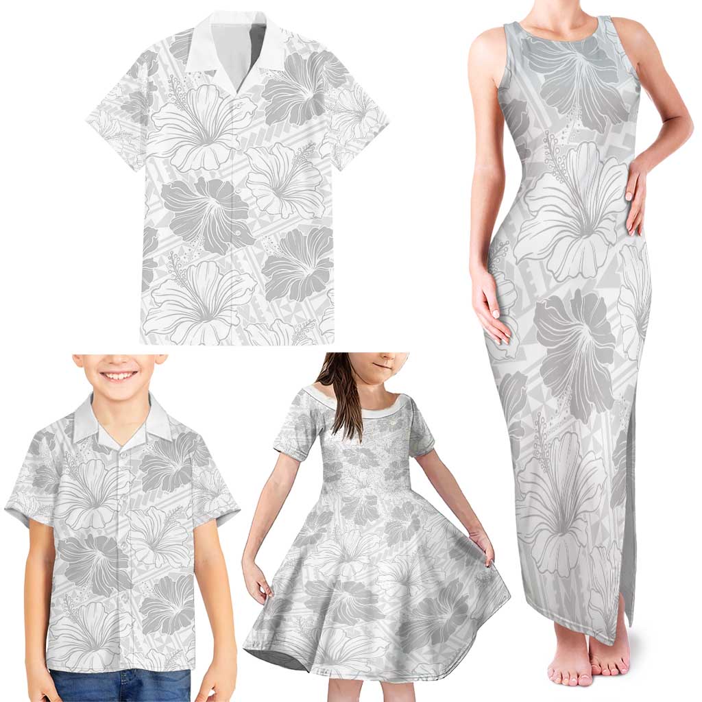 Samoa Lotu Tamaiti Family Matching Tank Maxi Dress and Hawaiian Shirt White Sun Day Beauty Hibiscus Ver01