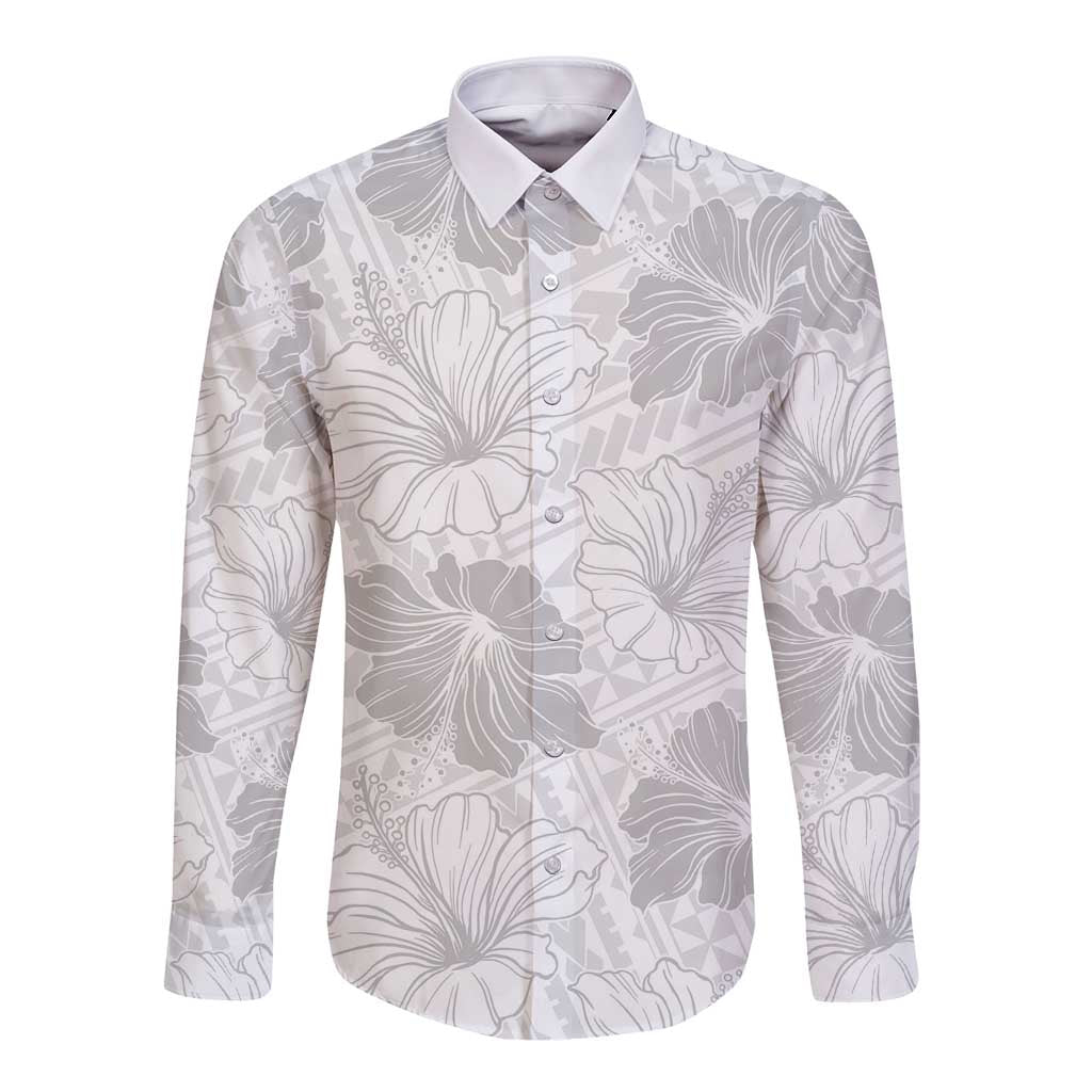 Samoa Lotu Tamaiti Long Sleeve Button Shirt White Sun Day Beauty Hibiscus Ver01