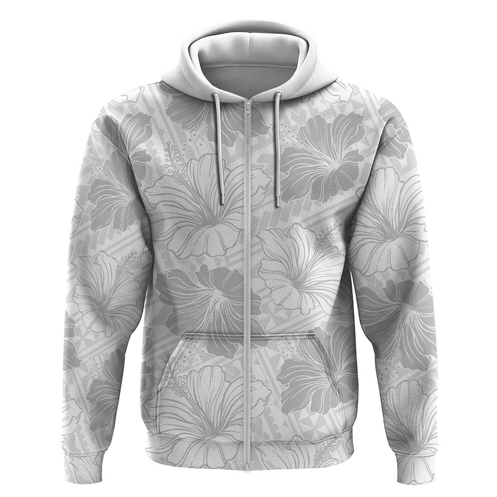 Samoa Lotu Tamaiti Zip Hoodie White Sun Day Beauty Hibiscus Ver01