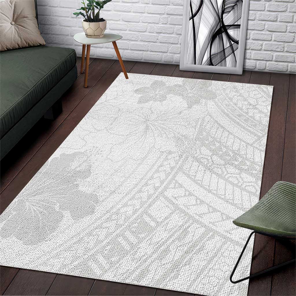 Samoa Lotu Tamaiti Area Rug White Sun Day Beauty Hibiscus Ver02