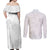 Samoa Lotu Tamaiti Couples Matching Off Shoulder Maxi Dress and Long Sleeve Button Shirt White Sun Day Beauty Hibiscus Ver02