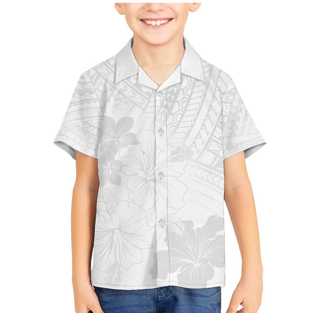 Samoa Lotu Tamaiti Family Matching Mermaid Dress and Hawaiian Shirt White Sun Day Beauty Hibiscus Ver02