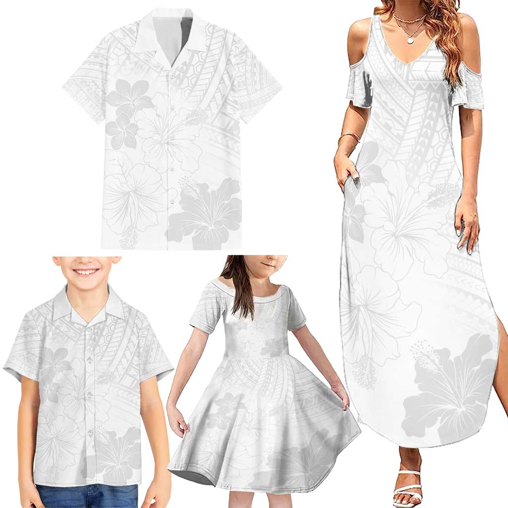 Samoa Lotu Tamaiti Family Matching Summer Maxi Dress and Hawaiian Shirt White Sun Day Beauty Hibiscus Ver02