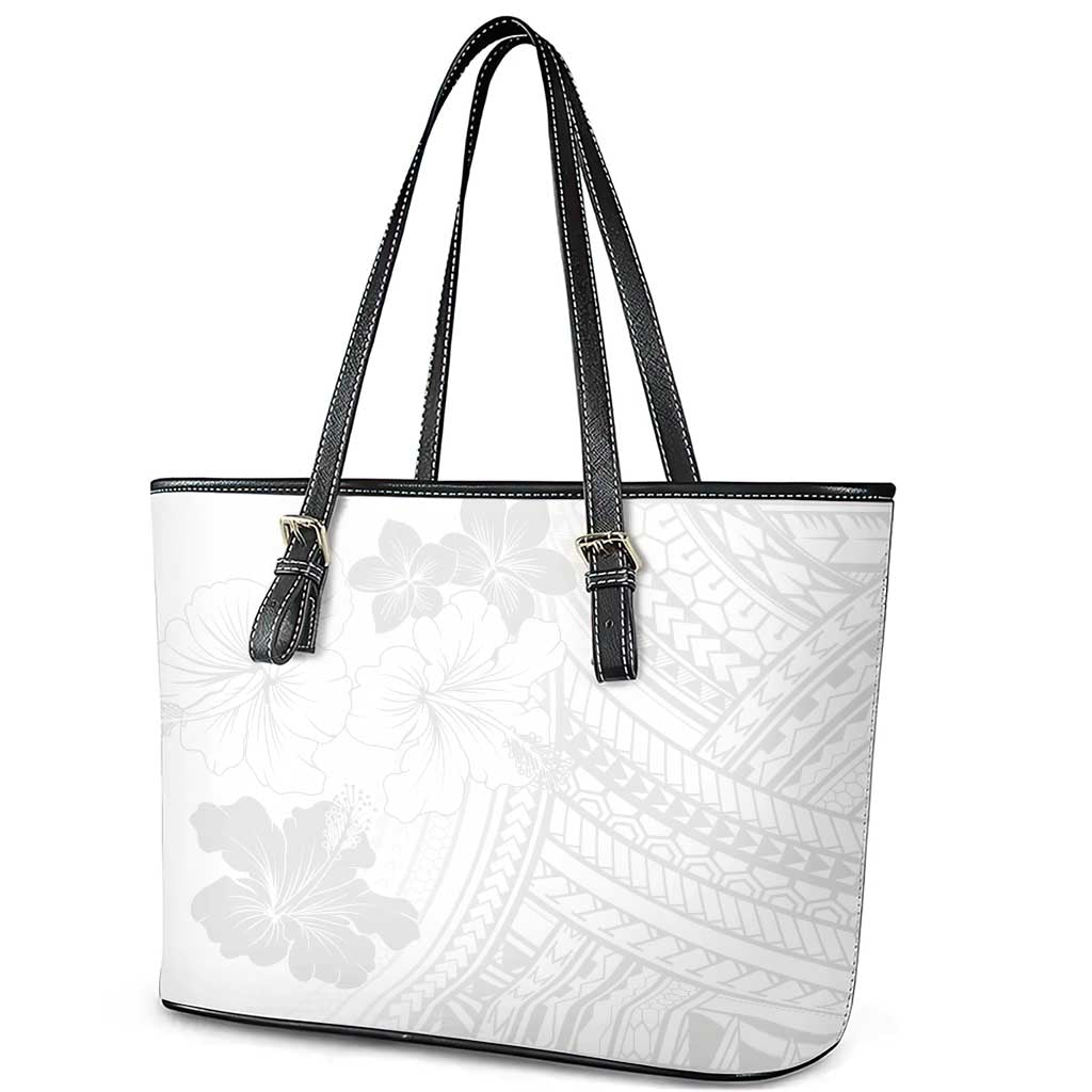 Samoa Lotu Tamaiti Leather Tote Bag White Sun Day Beauty Hibiscus Ver02