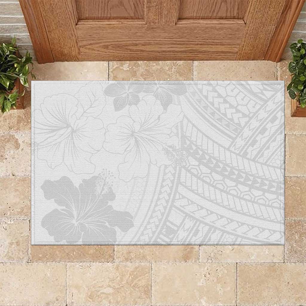 Samoa Lotu Tamaiti Rubber Doormat White Sun Day Beauty Hibiscus Ver02