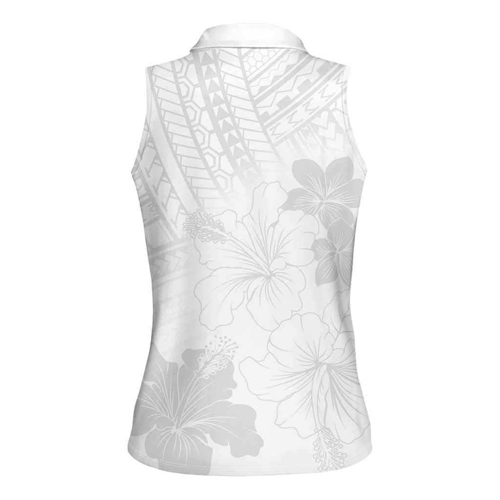 Samoa Lotu Tamaiti Women Sleeveless Polo Shirt White Sun Day Beauty Hibiscus Ver02