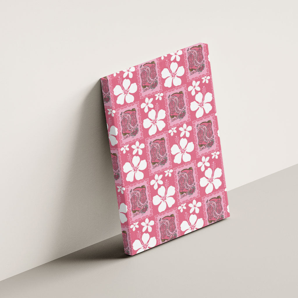 Give Cancer The Boot Pink Cowgirl Canvas Wall Art Western Aloha Hibiscus Paniolo Heritage Floral LT9 - Polynesian Pride