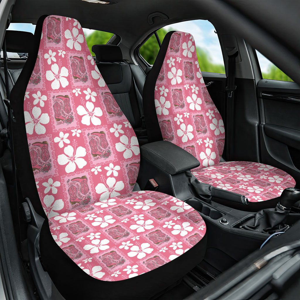 Give Cancer The Boot Pink Cowgirl Car Seat Cover Western Aloha Hibiscus Paniolo Heritage Floral LT9 One Size Pink - Polynesian Pride