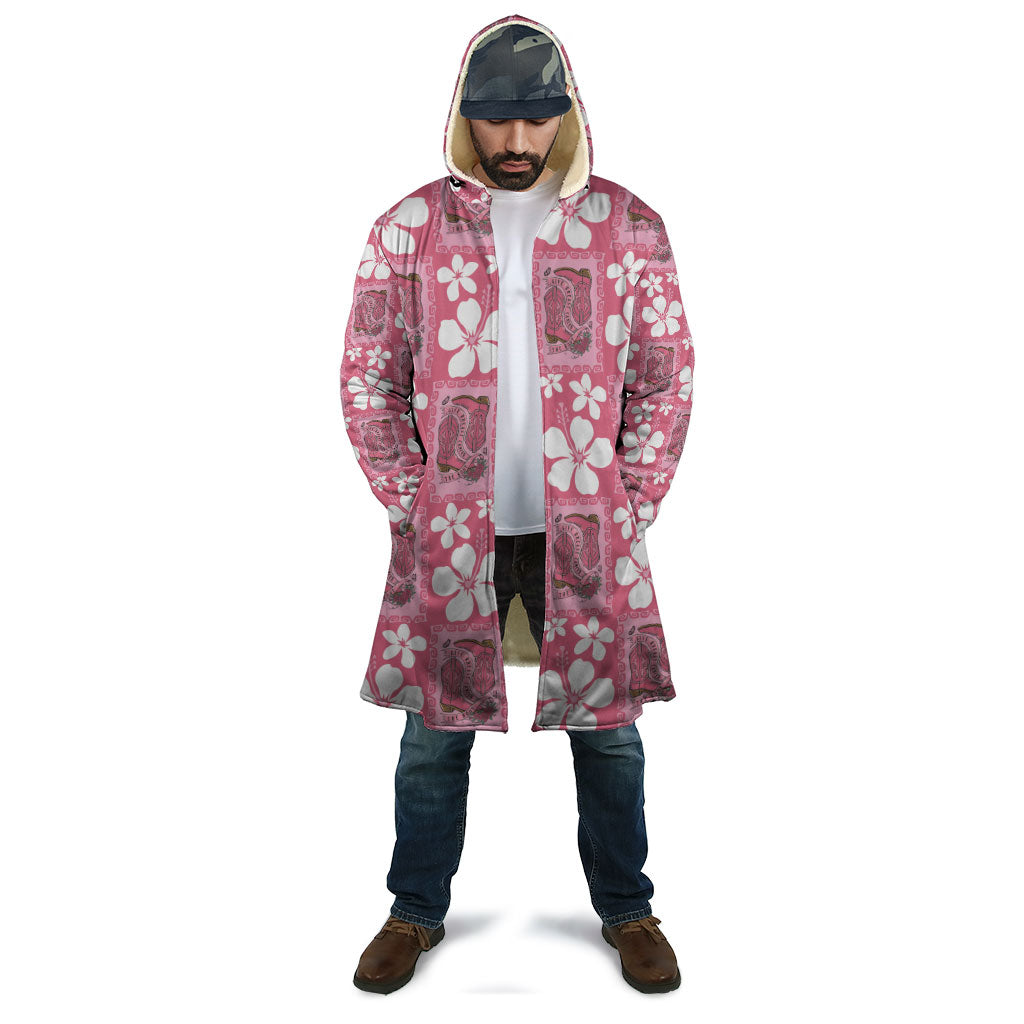 Give Cancer The Boot Pink Cowgirl Cloak Western Aloha Hibiscus Paniolo Heritage Floral LT9 - Polynesian Pride