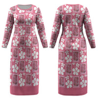 Give Cancer The Boot Pink Cowgirl Couples Matching Long Sleeve Bodycon Dress and Hawaiian Shirt Western Aloha Hibiscus Paniolo Heritage Floral LT9 - Polynesian Pride