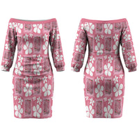 Give Cancer The Boot Pink Cowgirl Couples Matching Off The Shoulder Long Sleeve Dress and Hawaiian Shirt Western Aloha Hibiscus Paniolo Heritage Floral LT9 - Polynesian Pride