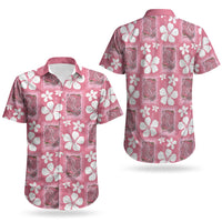 Give Cancer The Boot Pink Cowgirl Couples Matching Short Sleeve Bodycon Dress and Hawaiian Shirt Western Aloha Hibiscus Paniolo Heritage Floral LT9 - Polynesian Pride