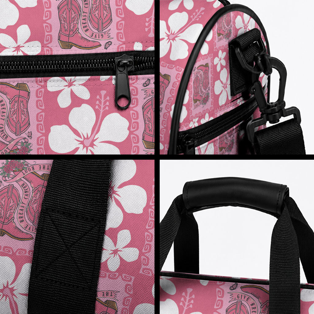 Give Cancer The Boot Pink Cowgirl Duffle Bag Western Aloha Hibiscus Paniolo Heritage Floral