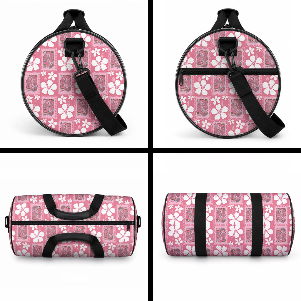 Give Cancer The Boot Pink Cowgirl Duffle Bag Western Aloha Hibiscus Paniolo Heritage Floral
