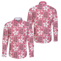 Give Cancer The Boot Pink Cowgirl Family Matching Long Sleeve Bodycon Dress and Hawaiian Shirt Western Aloha Hibiscus Paniolo Heritage Floral LT9 Dad's Shirt - Long Sleeve Pink - Polynesian Pride