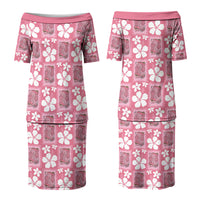 Give Cancer The Boot Pink Cowgirl Family Matching Puletasi and Hawaiian Shirt Western Aloha Hibiscus Paniolo Heritage Floral LT9 Mom's Dress Pink - Polynesian Pride