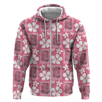 Give Cancer The Boot Pink Cowgirl Hoodie Western Aloha Hibiscus Paniolo Heritage Floral LT9 Zip Hoodie Pink - Polynesian Pride