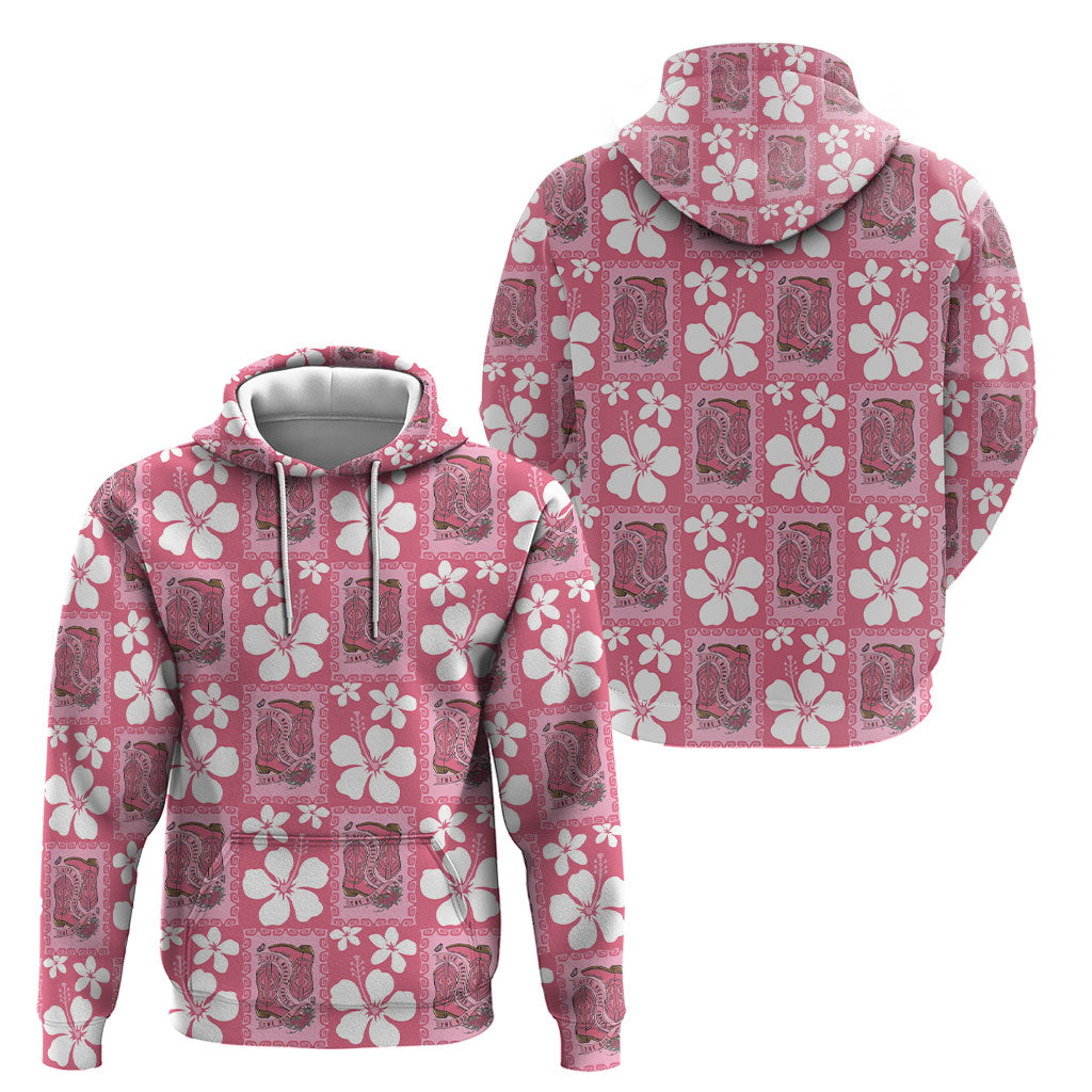 Give Cancer The Boot Pink Cowgirl Hoodie Western Aloha Hibiscus Paniolo Heritage Floral LT9 - Polynesian Pride