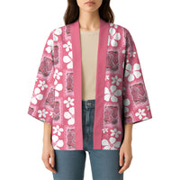 Give Cancer The Boot Pink Cowgirl Kimono Western Aloha Hibiscus Paniolo Heritage Floral LT9 - Polynesian Pride
