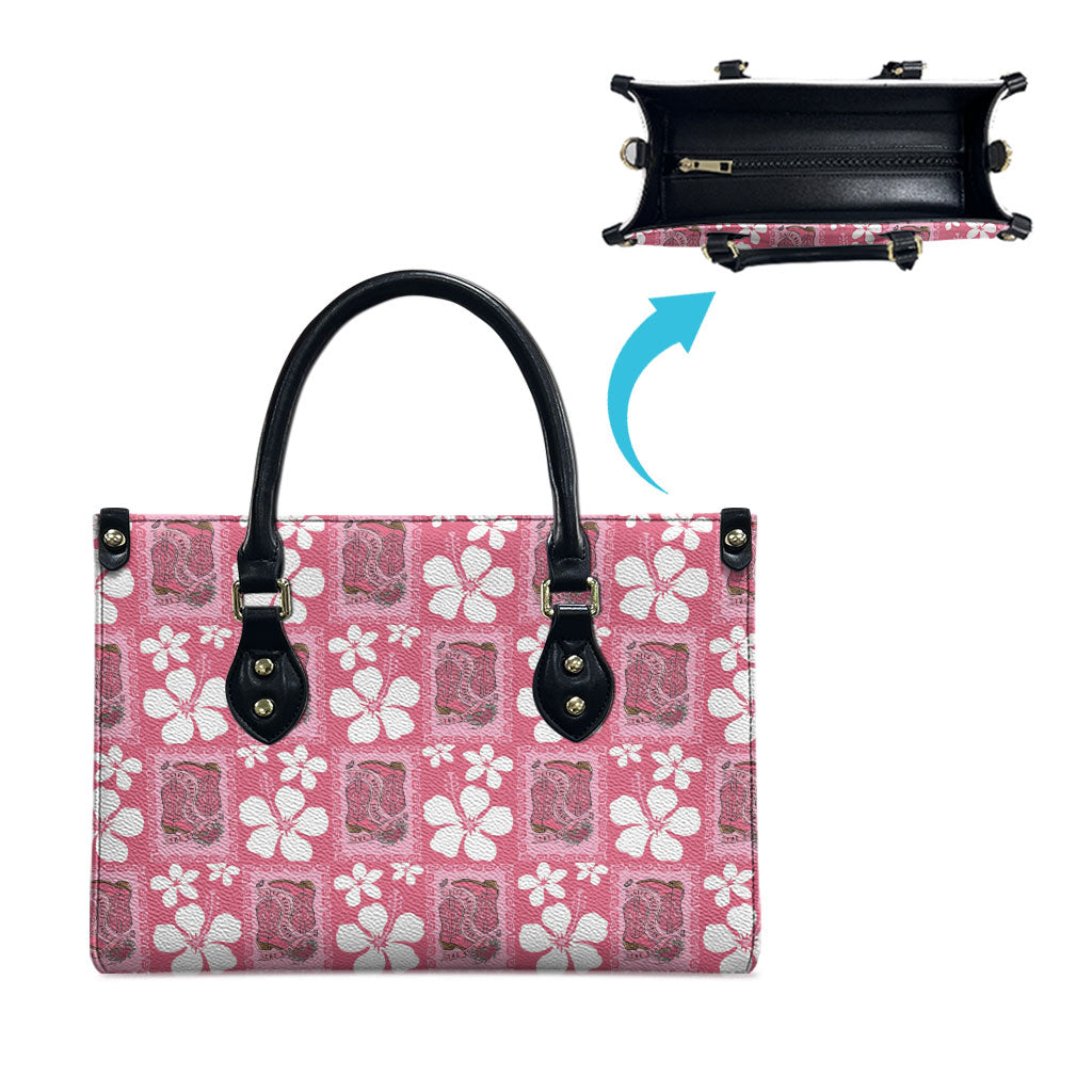 Give Cancer The Boot Pink Cowgirl Leather Bag Western Aloha Hibiscus Paniolo Heritage Floral LT9 - Polynesian Pride