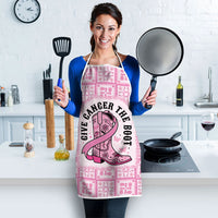 Give Cancer The Boot Pink Cowgirl Apron Hawaiian Paniolo Mixed Quilt Pattern Style LT9 - Polynesian Pride