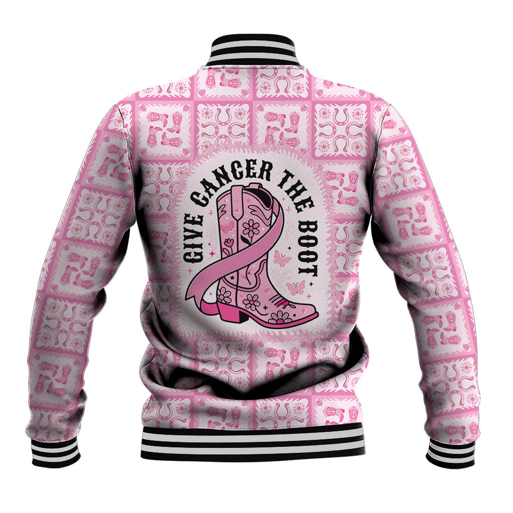 Give Cancer The Boot Pink Cowgirl Baseball Jacket Hawaiian Paniolo Mixed Quilt Pattern Style LT9 - Polynesian Pride