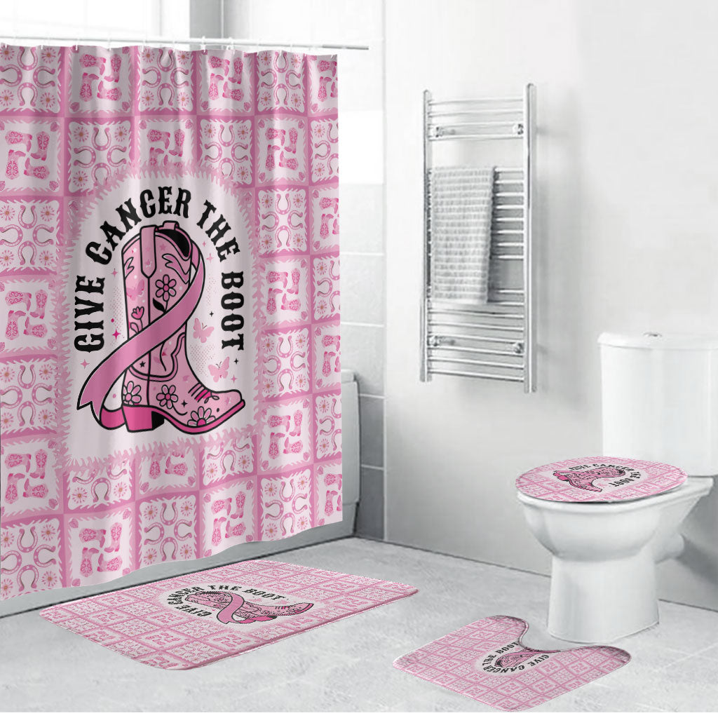 Give Cancer The Boot Pink Cowgirl Bathroom Set Hawaiian Paniolo Mixed Quilt Pattern Style