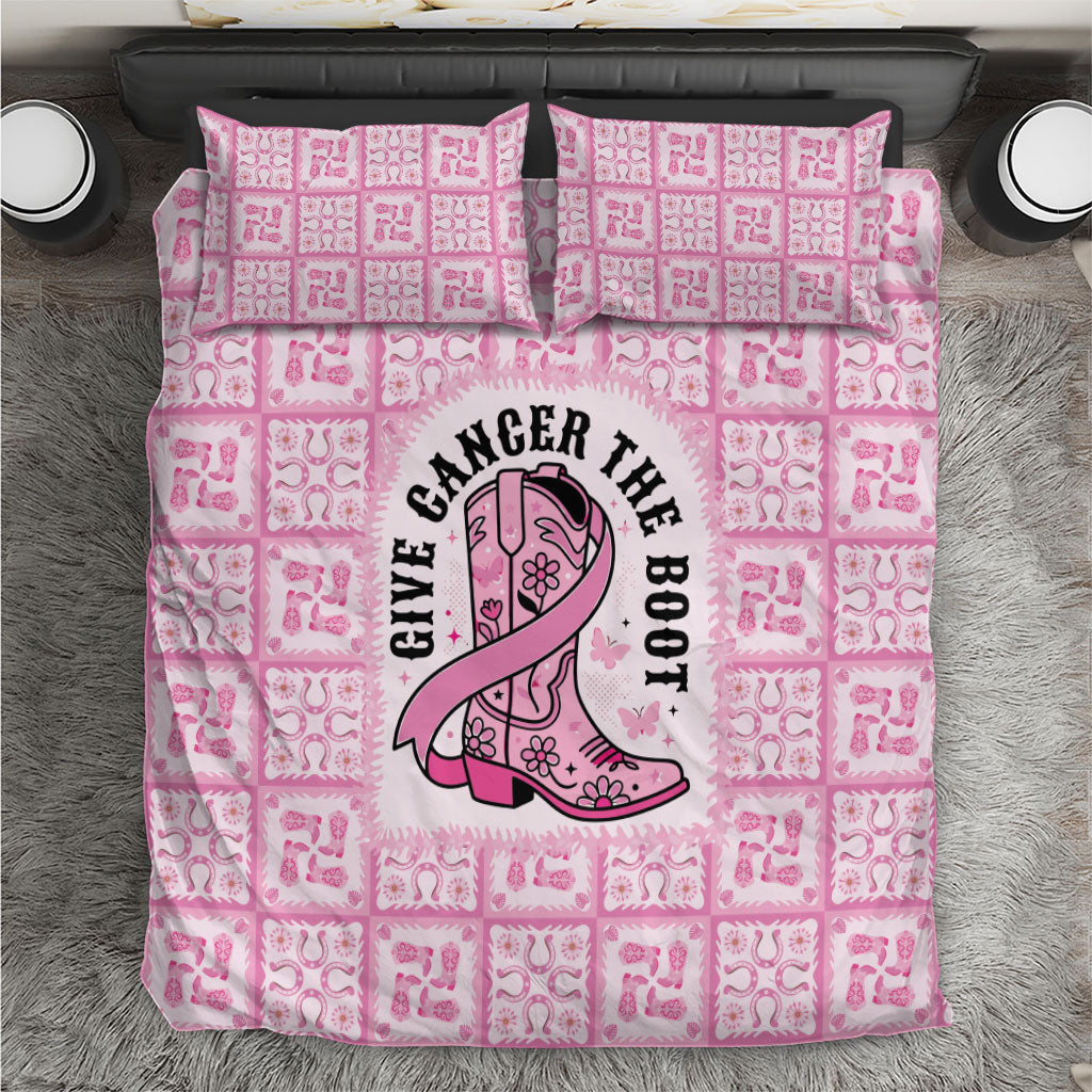 Give Cancer The Boot Pink Cowgirl Bedding Set Hawaiian Paniolo Mixed Quilt Pattern Style