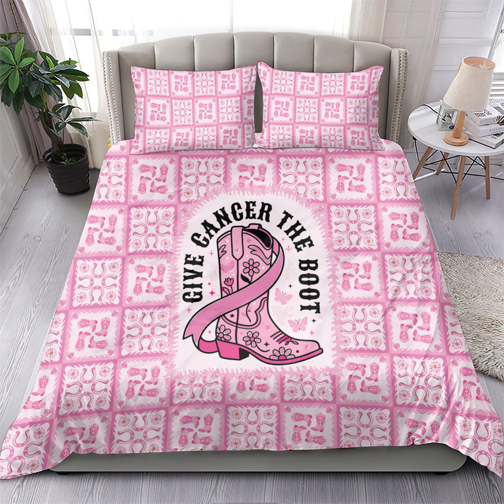 Give Cancer The Boot Pink Cowgirl Bedding Set Hawaiian Paniolo Mixed Quilt Pattern Style LT9 - Polynesian Pride