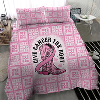 Give Cancer The Boot Pink Cowgirl Bedding Set Hawaiian Paniolo Mixed Quilt Pattern Style LT9 - Polynesian Pride