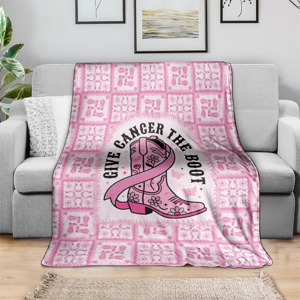 Give Cancer The Boot Pink Cowgirl Blanket Hawaiian Paniolo Mixed Quilt Pattern Style LT9 - Polynesian Pride