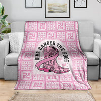 Give Cancer The Boot Pink Cowgirl Blanket Hawaiian Paniolo Mixed Quilt Pattern Style LT9 - Polynesian Pride