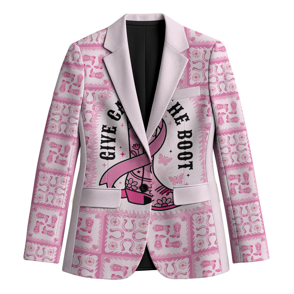 Give Cancer The Boot Pink Cowgirl Blazer Hawaiian Paniolo Mixed Quilt Pattern Style LT9 Unisex Pink - Polynesian Pride