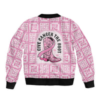 Give Cancer The Boot Pink Cowgirl Bomber Jacket Hawaiian Paniolo Mixed Quilt Pattern Style LT9 - Polynesian Pride
