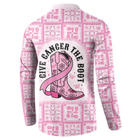 Give Cancer The Boot Pink Cowgirl Button Sweatshirt Hawaiian Paniolo Mixed Quilt Pattern Style