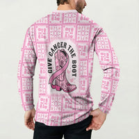 Give Cancer The Boot Pink Cowgirl Button Sweatshirt Hawaiian Paniolo Mixed Quilt Pattern Style