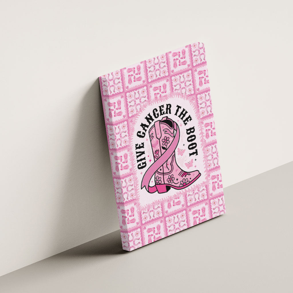 Give Cancer The Boot Pink Cowgirl Canvas Wall Art Hawaiian Paniolo Mixed Quilt Pattern Style LT9 - Polynesian Pride